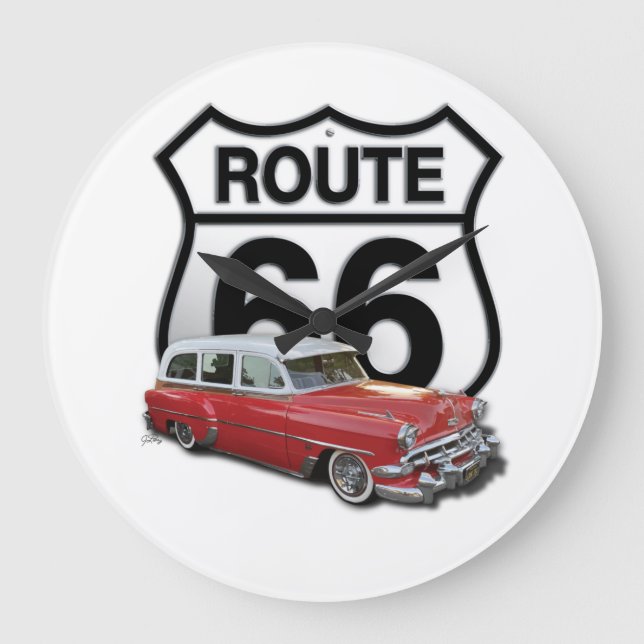 Route 66 Classic Car Large Clock (Front)