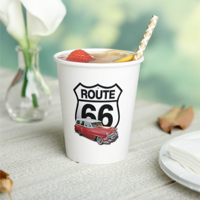 Route 66 Classic Car Paper Cups (Insitu)