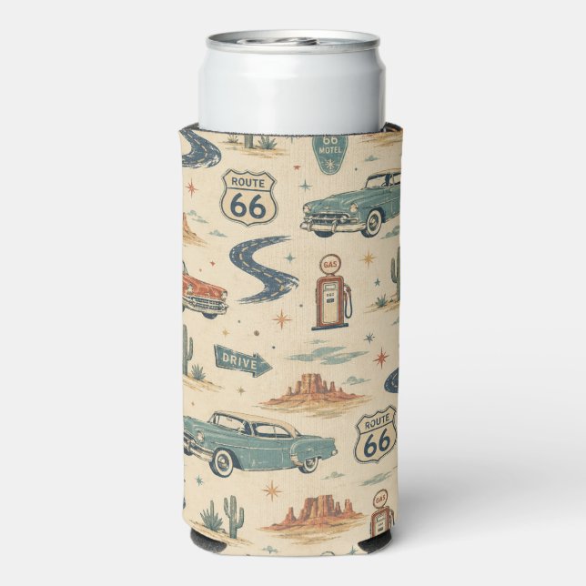 route 66 Classic Car Tailgate Style Seltzer Can Cooler (Seltzer Back)