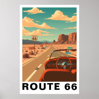 Route 66 Classic Road Trip Travel Art Poster