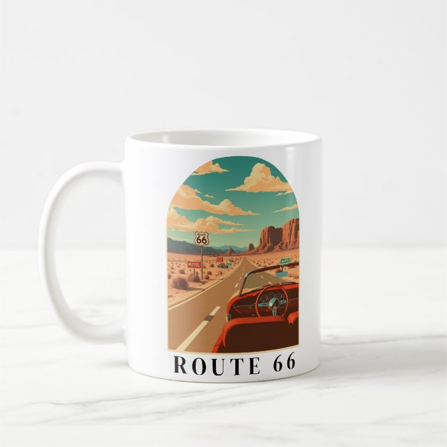 Route 66 Classic Road Trip Vintage Coffee Mug (Left)