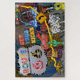 Route 66 Collage License Plate Art Jigsaw Puzzle
