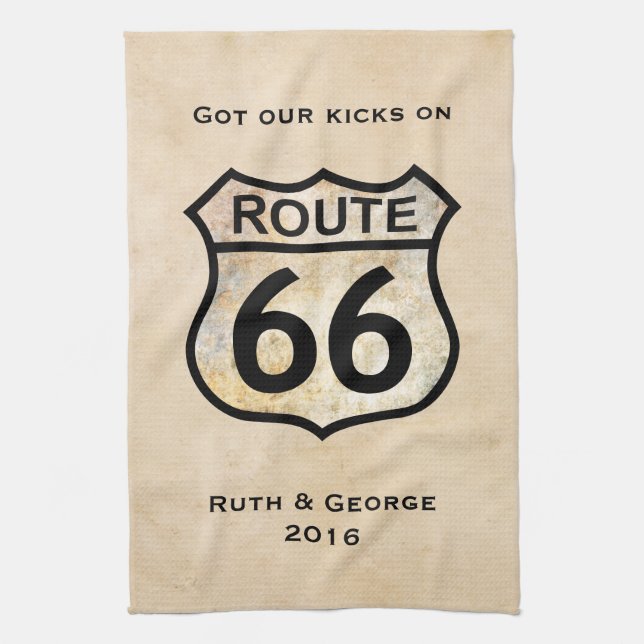 Route 66 (customisable) tea towel (Vertical)