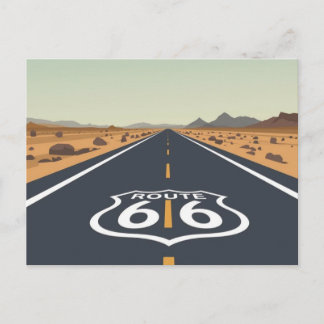Route 66 Desert Road Vintage Travel Art Holiday Postcard