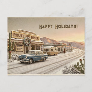 Route 66 Diner Caravan Christmas Ride Postcard