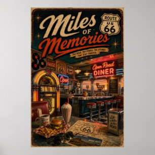 route 66 Diner Miles Memories Art  Poster