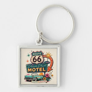Route 66 Dream Drive Retro Road Trip Charm Key Ring