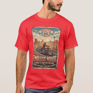 Route 66 Endless Roads Vintage Motorcycle Travel G T-Shirt