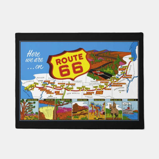 Route 66 From Los Angeles to Chicago Doormat (Front)