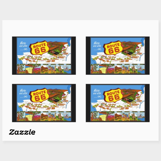 Route 66 From Los Angeles to Chicago Rectangular Sticker (Sheet)