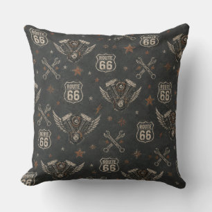 Route 66 Garage Room Decor Cushion