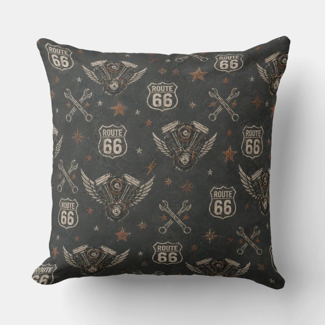 Route 66 Garage Room Decor Cushion (Front)