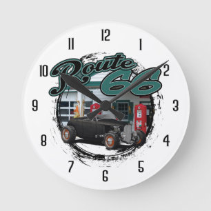 Route 66 Garage Round Clock