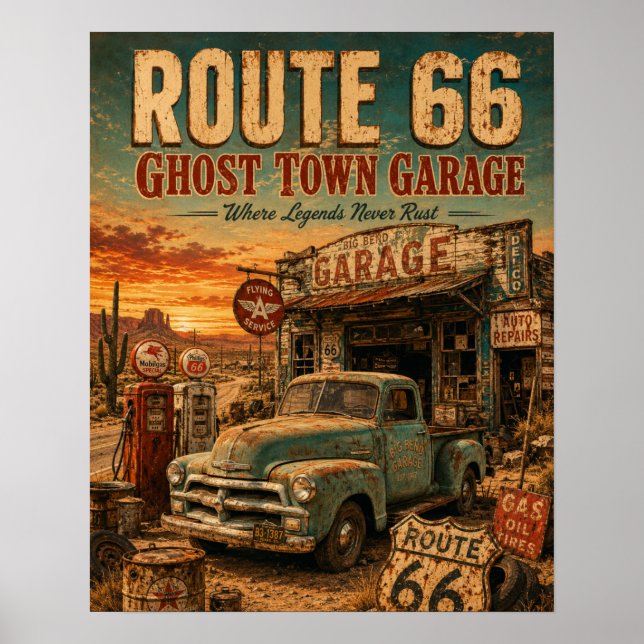 Route 66 Ghost Town Garage Poster (Front)