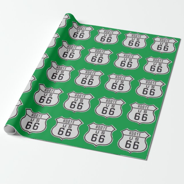 Route 66 Gift Wrap green (Unrolled)