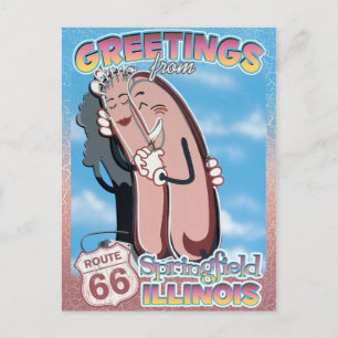 Route 66 Greetings Springfield Illinois Postcard