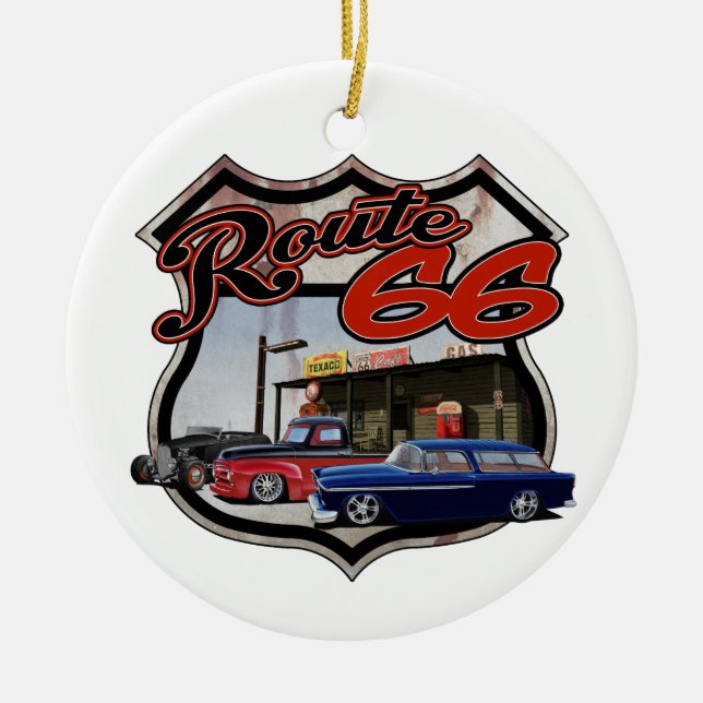 Route 66 Group Ceramic Ornament (Front)