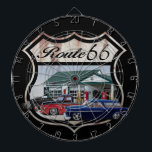 Route 66 Group Dartboard<br><div class="desc">This is an original rendering of a classic american muscle car created using chalks and markers.</div>