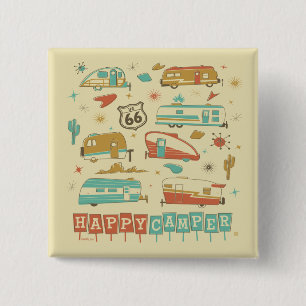 Route 66 Happy Camper 15 Cm Square Badge