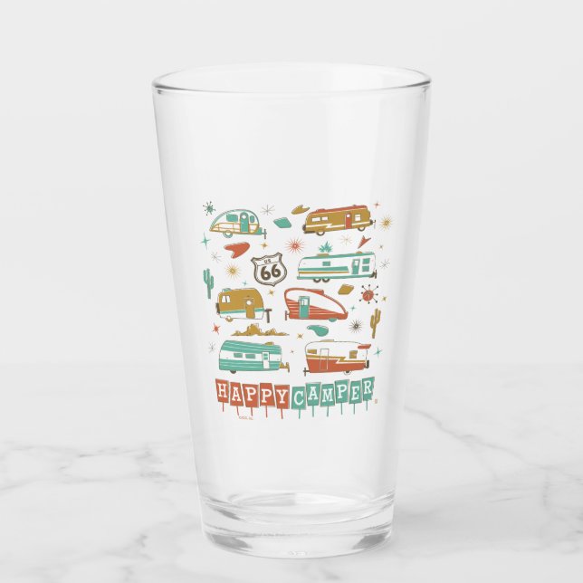 Route 66 Happy Camper Glass (Front)