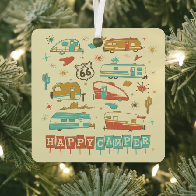 Route 66 Happy Camper Metal Tree Decoration (Insitu)