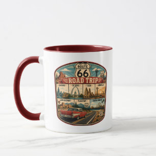 Route 66 Landmarks Illustration Travel Art Badge Mug