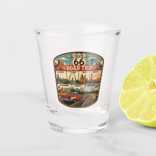 Route 66 Landmarks Illustration Travel Art Badge Shot Glass