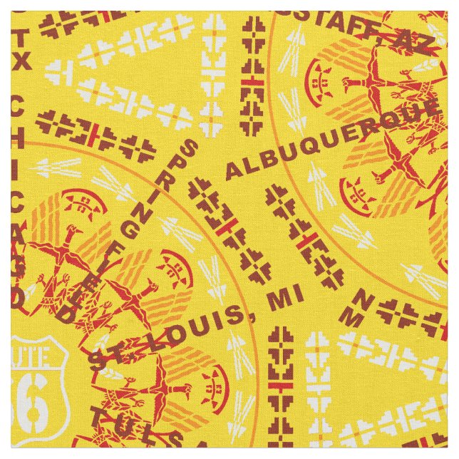 Route 66 Medallion In Golden Yellow Fabric (Close Up)