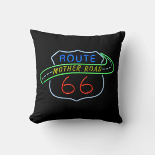 Route 66 "Mother Road" Neon Sign Cushion