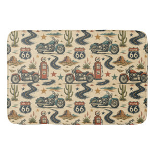 Route 66 Motorcycle Bathroom Roadside Decor Bath Mat