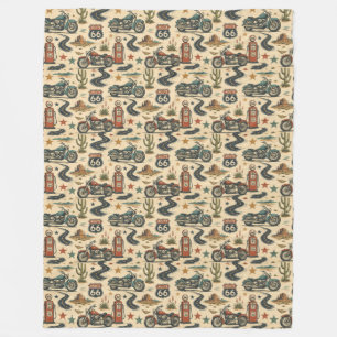 Route 66 Motorcycle Cosy Roadside Americana Fleece Blanket
