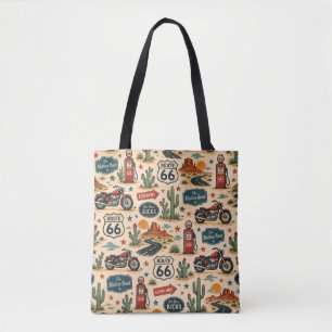 Route 66 Motorcycle Market Travel Americana Tote Bag