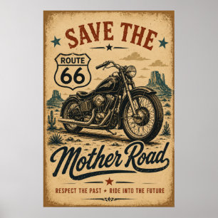 Route 66 Motorcycle Monument Valley Mother Road Poster