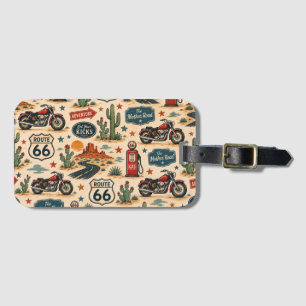 Route 66 Motorcycle Suitcase Travel Americana Luggage Tag