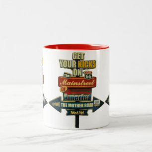 ***ROUTE 66 MUG*** LEGENDARY HIGHWAY Two-Tone COFFEE MUG