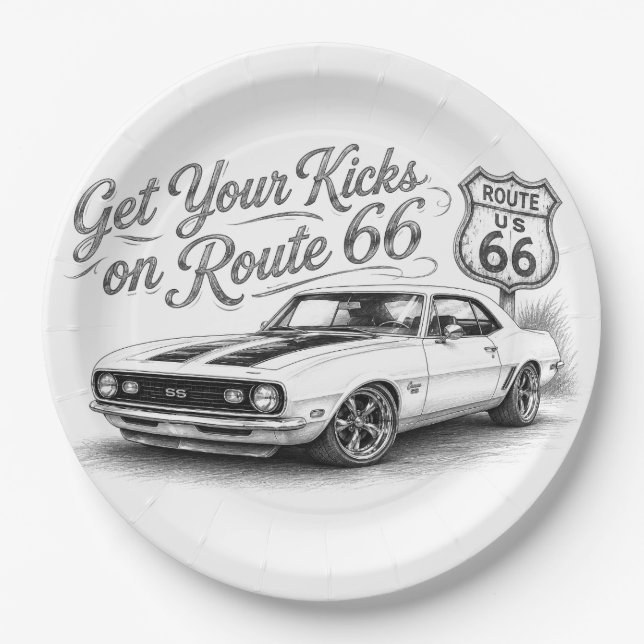 Route 66 Napkins Paper Plate (Front)
