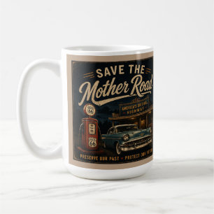 Route 66 Old Filling Station Classic Car Nostalgia Coffee Mug