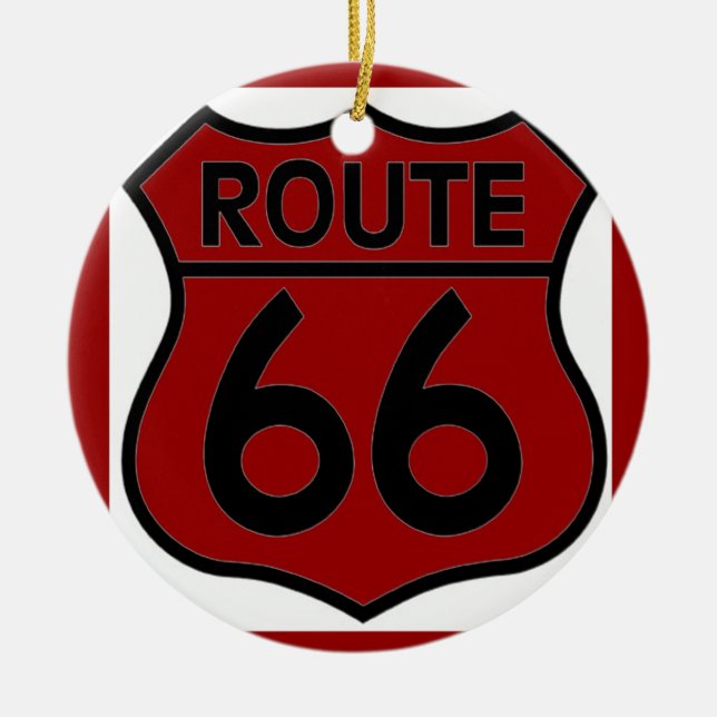 route 66 red CUSTOMIZE IT! Ceramic Tree Decoration (Front)