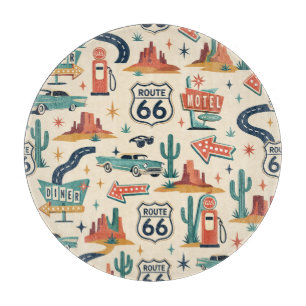 Route 66 Retro Kitchen Roadside Vibes Cutting Board