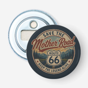 Route 66 Retro Mountain Badge National Park Style Bottle Opener
