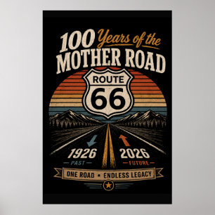 Route 66 Retro Sunset Highway Legacy Tribute Poster