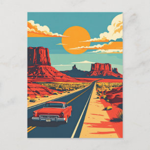 Route 66 Retro USA Vintage Americana Travel Postcard