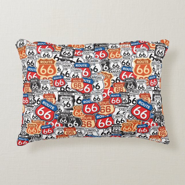 Route 66 Road Sign Decorative Cushion (Front)