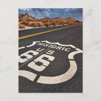 route 66 road sign USA travel hot rod Postcard