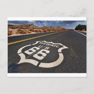 route 66 road sign USA travel hot rod Postcard