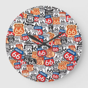 Route 66 Road Signs Large Clock