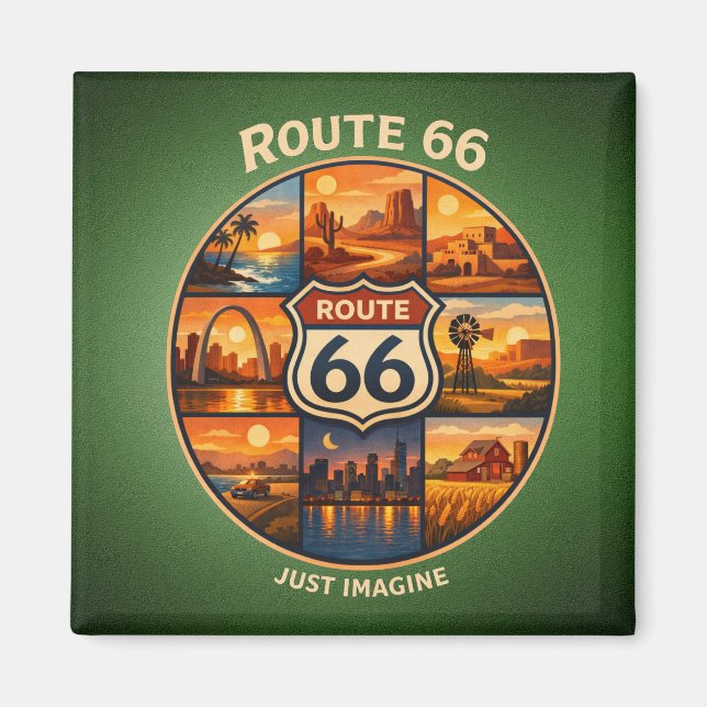 Route 66 Road Trip Collage Magnet (Front)