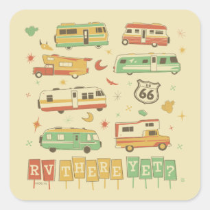 Route 66 RV There Yet Square Sticker