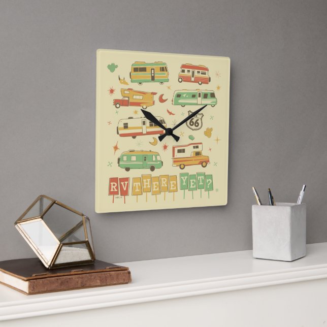 Route 66 RV There Yet Square Wall Clock (Office)
