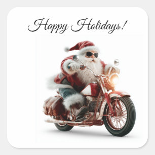 Route 66 Santa Motorcycle Decal Square Sticker